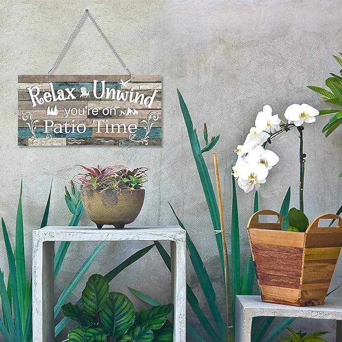 Hotop Patio Decor Patio Sign Decorations Outdoor Metal Porch Wall Decor Rustic Farmhouse Wall Art for Backyard Porch Balcony Gazebo Accessories(10 x 5",Vivid)