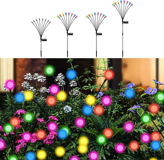 Solar Firefly Lights Multicolor, 4 Pack 800mAh Swaying Firefly Garden Lights Solar Powered Outdoor Waterproof Color Changing for Outside Yard Patio Lawn Pathway Walkway Stake Christmas Decor