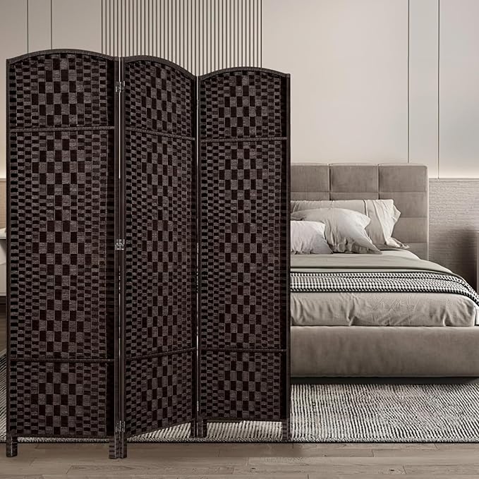 HALLYBEE Room Divider, Room Dividers and Folding Privacy Screens, 16in Privacy Screen, 3 Panel Temporary Wall Partitions, 6ft Space Separation Panel Screen, Dark Mocha
