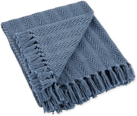 DII Industrial Tonal Textured Woven Throw 50x60, French Blue