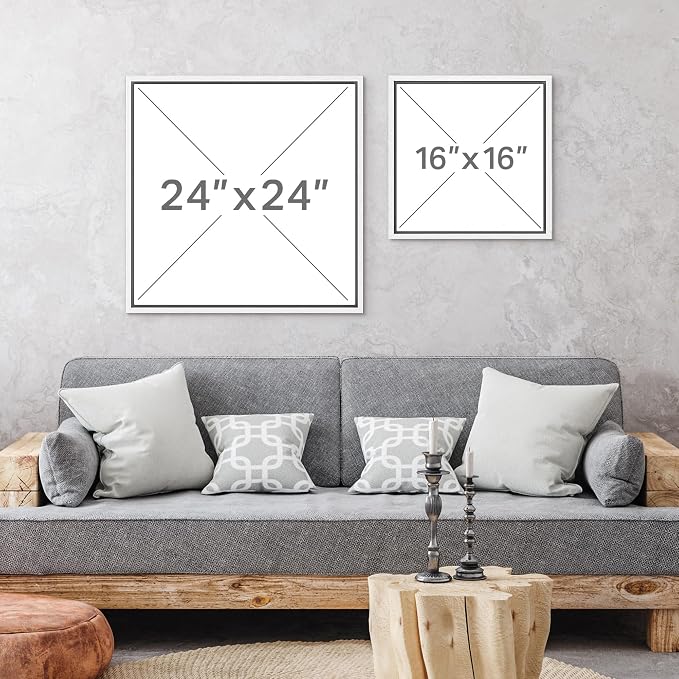SIGNFORD Framed Canvas Print Wall Art Abstract Dot Minimalist Style Illustrations Modern Art Relax/Calm Warm for Living Room, Bedroom, Office - 24"x24" White