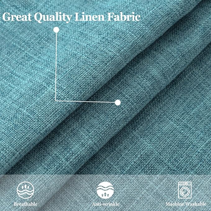 decorUhome Summer Decorative Throw Pillow Covers 24x24 Set of 2 Square Faux Linen Farmhouse Euro Sham Pillow Covers with Stitched Edge Outdoor Pillow Covers for Couch Sofa Living Room, Teal