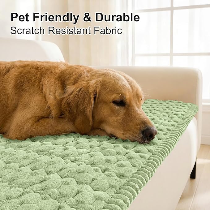 Smiry Couch Covers for Dogs Washable, Non Slip Fuzzy Pet Couch Covers for Sofa, Soft Thick Sofa Slipcovers Furniture Protector Pet Friendly (Sage Green, 27.6" x 70.9")