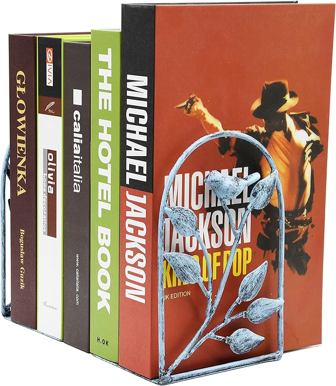 OwlGift Book Ends Cast Iron Bird Design Rustic Bookends for Shelves, Non-Skid Bookend, Heavy Duty Metal Book Stopper for Books/CDs, Decorative Book Shelf for Home - Turquoise