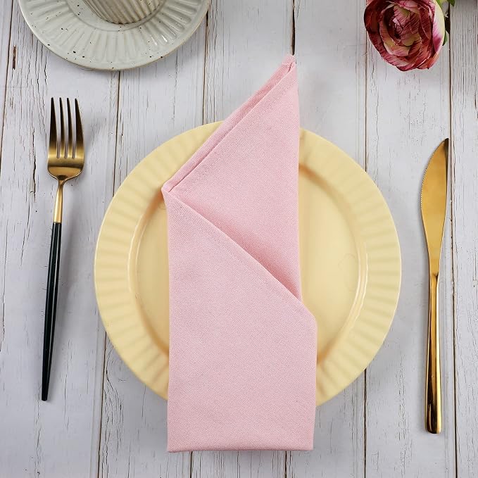 Mixweer Set of 40 Pink Cloth Linen Napkins Bulk Reusable Cotton Dinner Napkin 16 x 16 Inch Washable Pastel Soft Table Napkins for Wedding Dinner Hotel Restaurant Event Party