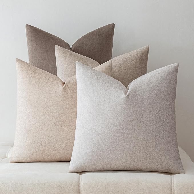 a moment Waterproof Throw Pillow Covers Set of 4,16x16 Inch Outdoor Stain Resistant Pet Friendly Pillowcases Cushion Covers for Patio Sofa and Living Room,Bare Earth