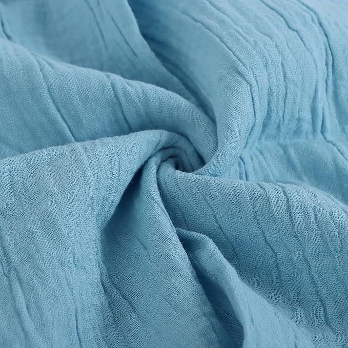 FINGERCRAFT Dinner Cloth Napkin Cotton Muslin Double Gauze 4 Pack with Classic Lace for Everyday Use, Wedding, Party, Christmas, Easter Napkins Cloth are Pre Shrunk and Good Absorbency Aqua Marine