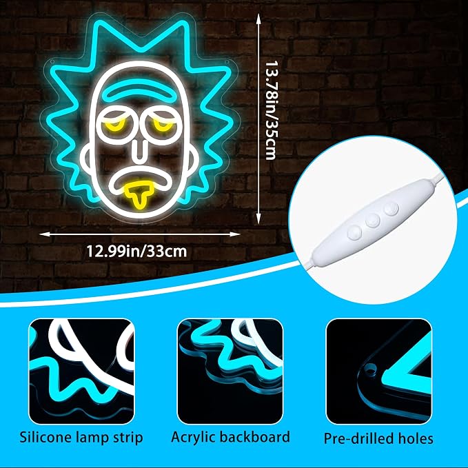 Anime Neon Sign for Wall Decor Anime Neon Light for Man Cave Dimmable Cartoon LED Light Up Sign for Bedroom Game Room Garage Bar Party Hotel Decor Birthday Gifts Art Size13.7 * 12.9In(TWP043)