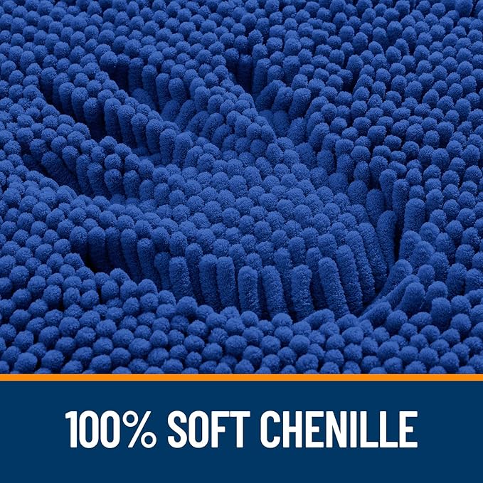 OLANLY Toilet Rugs U-Shaped 24x20, Extra Soft Absorbent Chenille Contour Bathroom Rugs for Toilet, Dry Quickly, Machine Washable, Non-Slip Bath Mat, Royal Blue