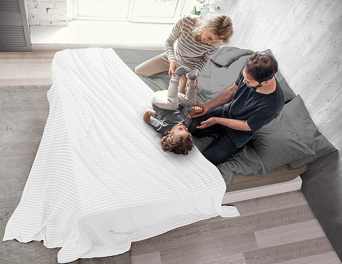 Utopia Bedding 100% Cotton Waffle Weave Blanket Twin Size for Bed - Lightweight, Breathable Summer Blankets for Couch Sofa Soft and Cozy, Gift for Mother’s Day Home Decor (White, 90x72 Inch)