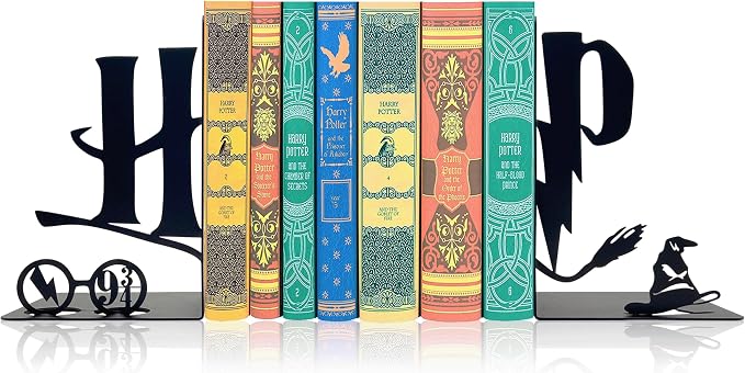 H&P Decorative Bookends – Modern Kids Book Stopper for Shelves, Nook Desk Accessories, and Home Decor