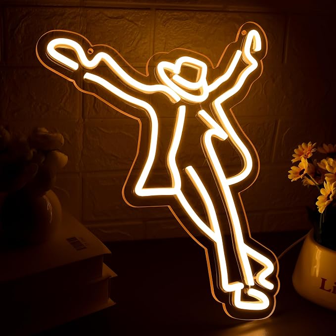 Dance ‌Neon Sign for Wall Decor Dance Michael Neon Light for Man Cave MJ LED Light Up Sign for Bar Party Game room Bedroom Dance Studio Cafe Club Birthday Gifts Art Size15.3 * 11.8In(TWD268)