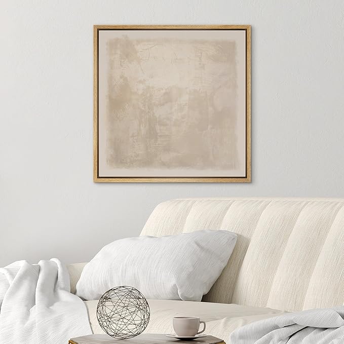 SIGNWIN Framed Canvas Print Wall Art Minimalist Beige Abstract Neutral Tone Illustration Modern Art Decorative Nordic Minimal Calm/Zen for Living Room, Bedroom, Office - 24"x24" Natural