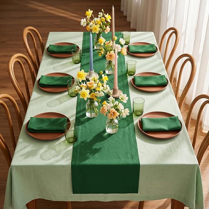 Solino Home Linen Napkins Set of 4-100% Pure Linen Pine Green Dinner Napkins Cloth 20 x 20 Inch - Fete, Handcrafted and Machine Washable
