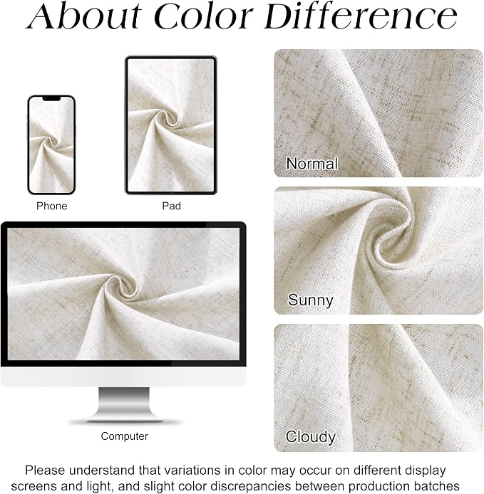 Naturoom 42 Inch Shower Curtain - Stall Narrow Half Linen Ultra Thick Fabric Shower Curtain Set with Hooks, Boho Farmhouse Rustic RV Camper Bath Curtains for Bathroom, Beige White, 42x72