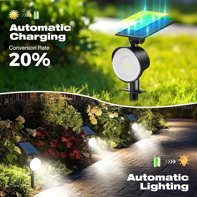 nipify 4 Pack Solar Lights Outdoor Waterproof, 3 CCT Solar Spot Lights with 2 Brightness Landscape Spotlights for Outside Garden Yard Trees