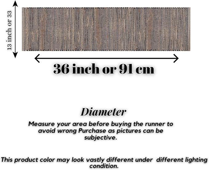 Boho Jute Table Runner for Dining Tables, Rustic Kitchen Table Runner Farmhouse Style , Cotton and Jute Neutral Colorful Indoor Kitchen Decor, 13 X 36 Inch, - Natural- Charcoal Grey