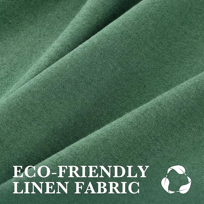 Seasonwood Extra Long Linen Shower Curtain Neutral Farmhouse Linen Shower Curtains for Bathroom Boho Bathroom Decor with 12 Sturdy Stainless Steel Sliding Hangers(Dark Green,72x84 Inches)