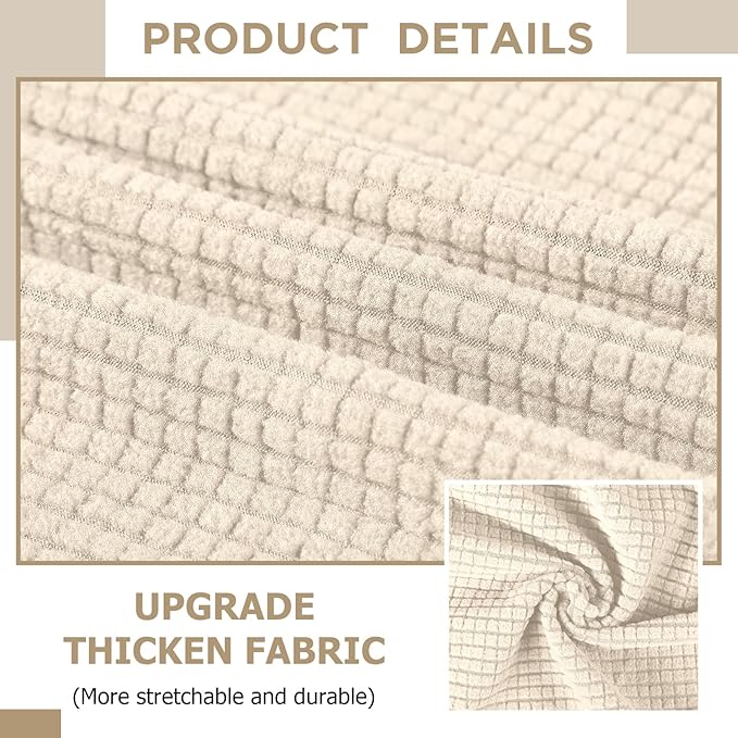 Peryiter 2 Pcs Sofa Covers Couch and Loveseat Covers Set Stretch Sofa Slipcover for Living Room Armchair Furniture Protector, Wrinkle Proof(Beige,Jacquard)