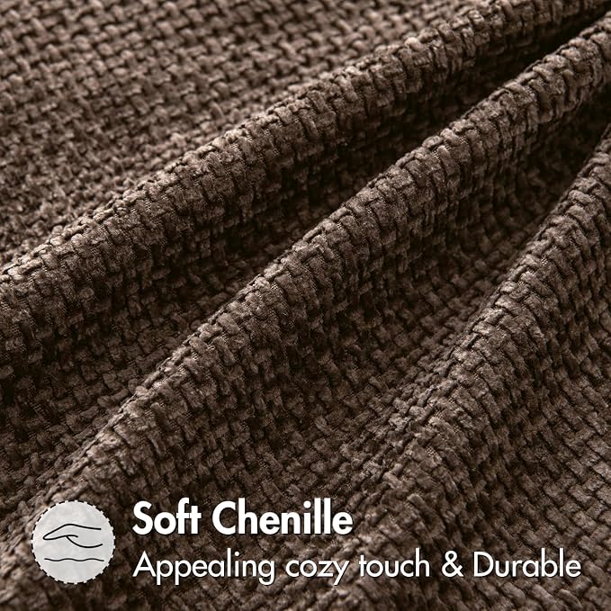 MIULEE Pack of 2 Couch Throw Pillow Covers 24x24 Inch Neutral Dark Brown Boho Accent Decorative Pillow Covers Soft Chenille Farmhouse Cushion Covers for Home Decor Bed Sofa Living Room