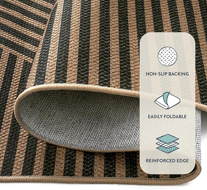 Lahome Modern Geometric Easy Jute Carpet, 6x9 Area Rugs for Living Room Outdoor Patio Washable Indoor Outdoor Dining Room Rug, Farmhouse Large Non Slip Carpet for Bedroom Backyard Office
