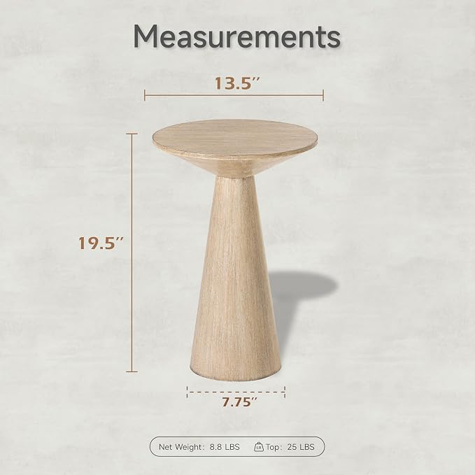 COZAYH Small Pedestal End Table Round Farmhouse Martini Table Wood Plant Stand Rustic Drink Table for Small Space Living Room, Distressed Grey