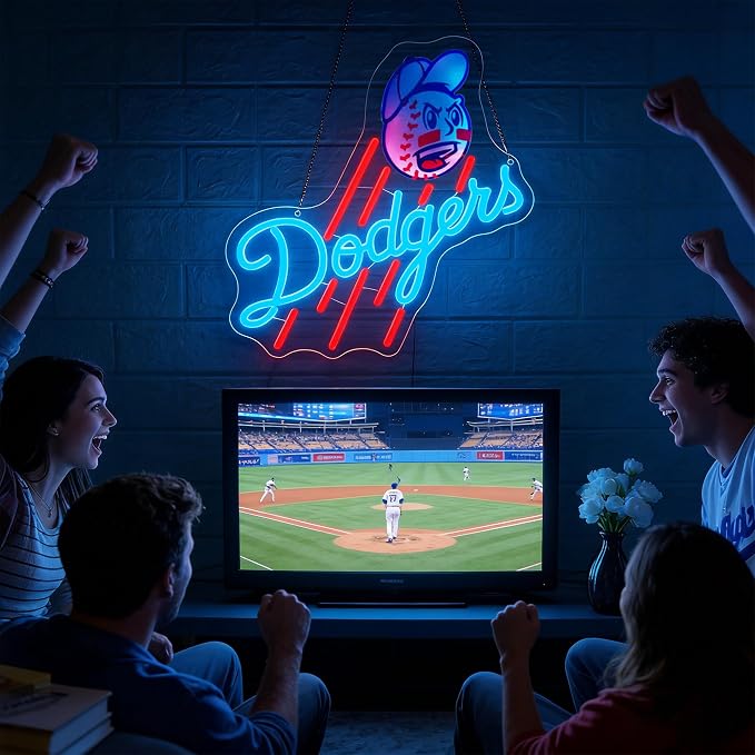 Baseball Neon Sign for Wall Decor Dimmable Baseball Team Neon Light for Man Cave Birthday Gifts for Fans Led Sport Sign for Sport Bar Club Party Garage Boys Bedroom Decor Art Size 13.7 * 12.9(FMA088)