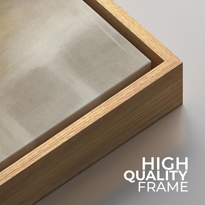 SIGNFORD Framed Canvas Print Wall Art Set Neutral Abstract Horizon Beige and Brown Illustrations Modern Art Minimal Relax/Calm for Living Room, Bedroom, Office - 24"x24"x2 Natural