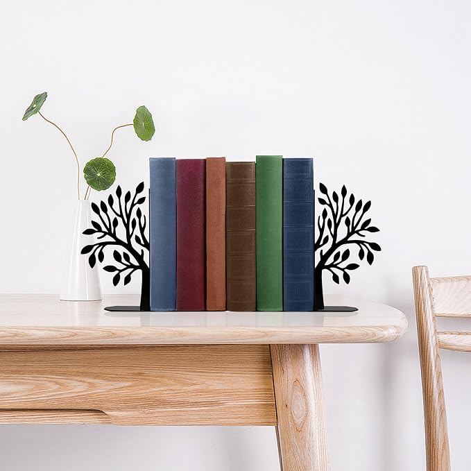 Tree of Life Bookends for Shelves - Unique Decorative Metal Book Ends with Spiritual Christian Home Decor, Novelty Book Organizers for Home Office, Bookshelf Decor and Gift Ideas