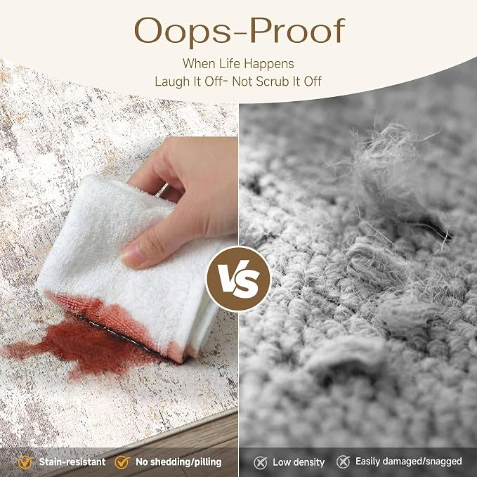 2x14 Washable Runner Rug Beige Grey Abstract Non Slip Soft Low Pile Hallway Kitchen Rug Neutral Modern Carpet for Laundry Bathroom Bedroom Living Room Home Decor