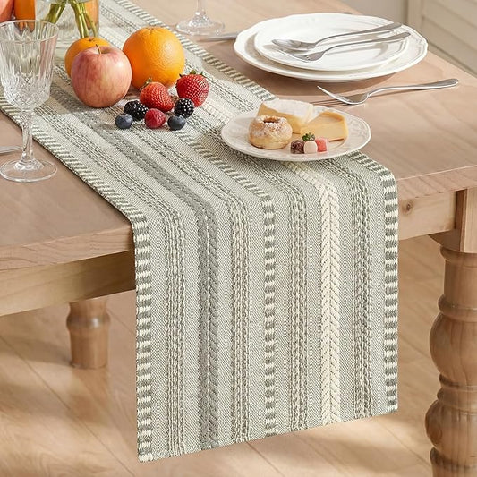 Artoid Mode Dark Grey Farmhouse Woven Table Runner, Seasonal Holiday Rustic Kitchen Dining Table Decoration for Home Party Decor 12x60 Inch