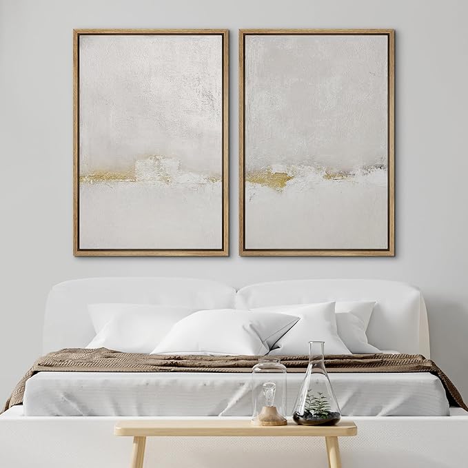 SIGNWIN Framed Canvas Print Wall Art Pastel Grunge Gray Landscape Abstract Shapes Illustrations for Living Room, Bedroom, Office - 16"x24"x2 Natural