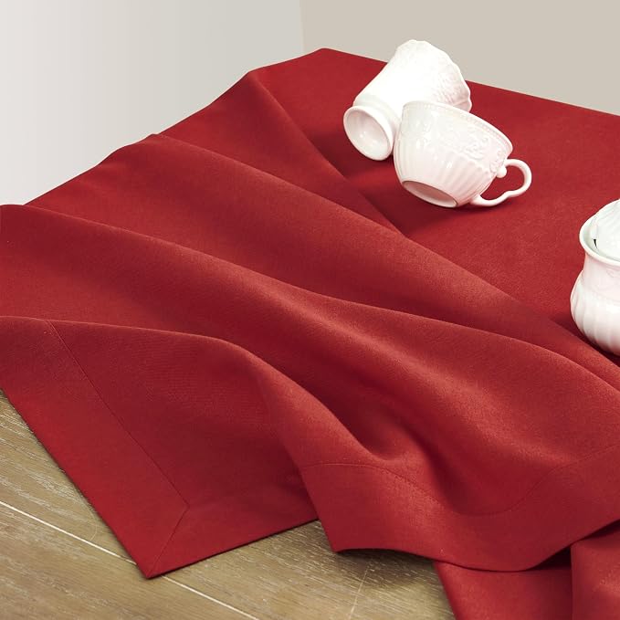 ZeeMart Basic Linen Textured Table Cloth, 60 x 104 Inch Red, Farmhouse Style Red Rectangle Tablecloth, Wrinkle Resistant Washable Heavy Weight TableCloths