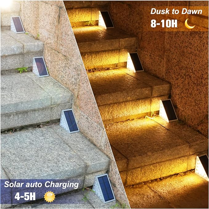 VOLISUN Solar Stair Lights 24 Pack, Solar Step Lights Outdoor Waterproof IP67, LED Outdoor Step Light