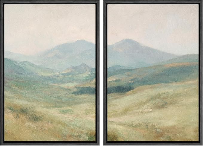 SIGNWIN Framed Wall Art Print Set Soft Pastel Mountain Landscape Serene Photography Modern Art Rustic Relax/Calm Multicolor for Living Room, Bedroom, Office - 16"x24"x2 BLACK