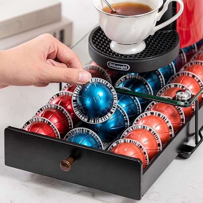 Vertuo Capsule Holder Drawer for Nespresso With Glass (Class-30 Pods)