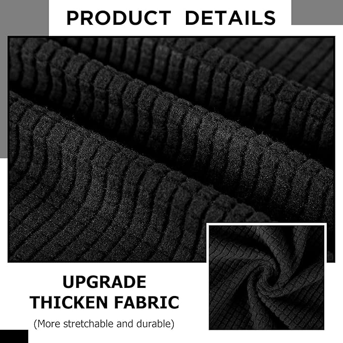 Peryiter 2 Pcs Sofa Covers Couch and Loveseat Covers Set Stretch Sofa Slipcover for Living Room Armchair Furniture Protector, Wrinkle Proof(Black,Jacquard)
