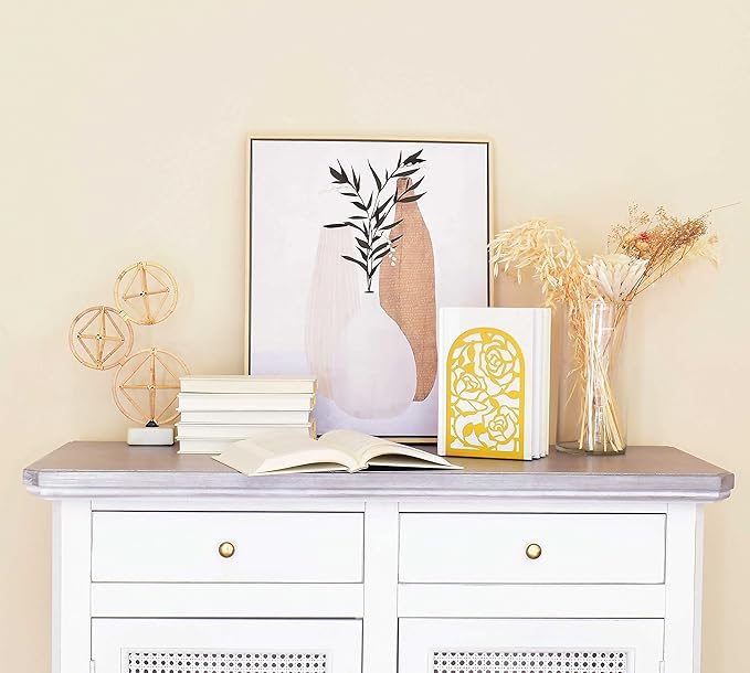 CNK Premium Book Ends for Shelves, Metal Stopper for Home Office Heavy Books, Shelf Holder, Home Decorative, Stoppers (Rose Gold)
