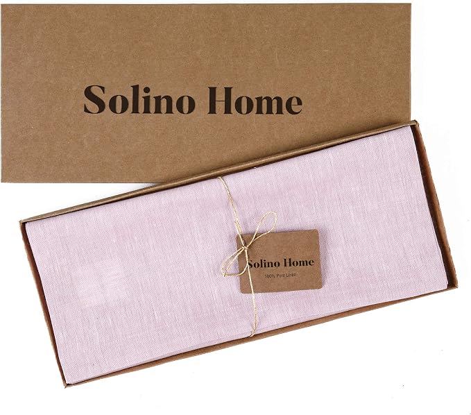 Solino Home Linen Small Table Runner 36 Inches - Athena, 100% Pure Linen Bubblegum Pink Table Runner 14 x 36 Inch Ideal for Dresser and Coffee Tables - Summer
