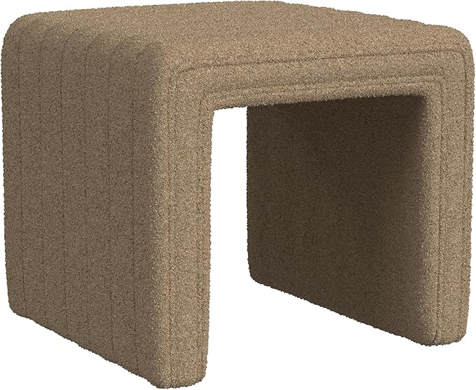 Spatial Order Modern Channel Tufted Ottoman | Spatial Order Home Décor | Ottoman for Living Room & Bedroom - Brown Boucle