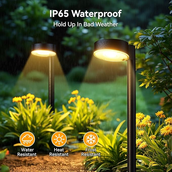 Ahaorigin 6 Pack Solar Pathway Lights Outdoor, 12 Brighter LED Solar Lights Outdoor Waterproof, Up to 12 Hrs Modern Path Light for Yard Garden Walkway Driveway Lawn