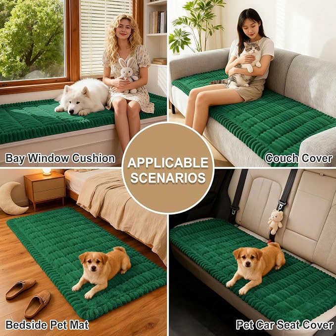 hyha Couch Cover for Dogs Washable, Non Slip Thick Flannel Sofa Protector, Pet Friendly Plush Furniture Cover for Sectional Sofa & Loveseat (Turquoise, 35.4" x 82.7")