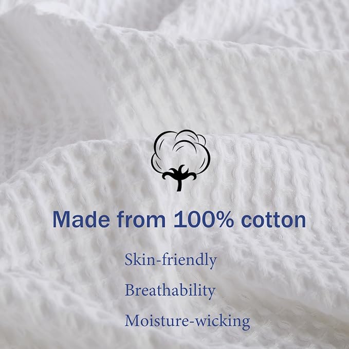 100% Egyptian Cotton Waffle Weave Throw Blanket for Bed Couch Sofa Home Decor, Soft Lightweight Bed & Couch Blanket for All Seasons (White - King Size - 104 * 90")