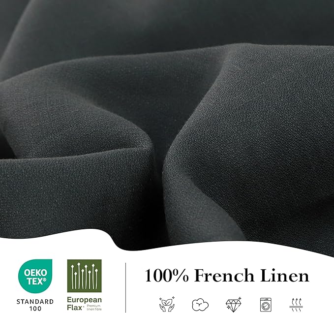 Linen World 100% Linen Tablecloth,Grey Tablecloth 120" x 60" Inch,Washable Rectangular Tablecloth for Dining,Outdoor,Weddings and Restaurants,Decorative Thanksgiving Christmas,Jacquard Weave Design