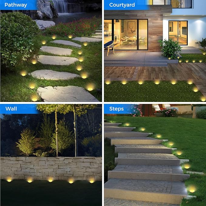 Peasur Mini Solar Ground Lights, 30 Pack Flat Solar Disc Lights Outdoor Waterproof, 2.3 Inch Small Solar Garden Lights Landscape Lighting for Outside Pathway Garden Yard Lawn Walkway,Warm White