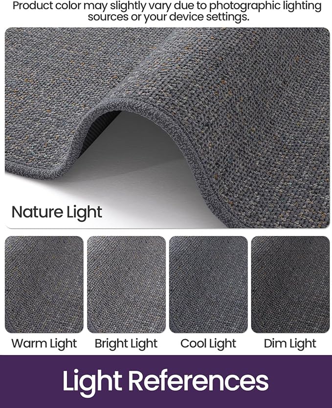 DEXI Door Mat for Entrance 24x36, Non Slip Entry Doormats for Inside House, Low Profile Entryway Doormat, Dirt Trapper Front Door Mats for Patio Porch, Grey