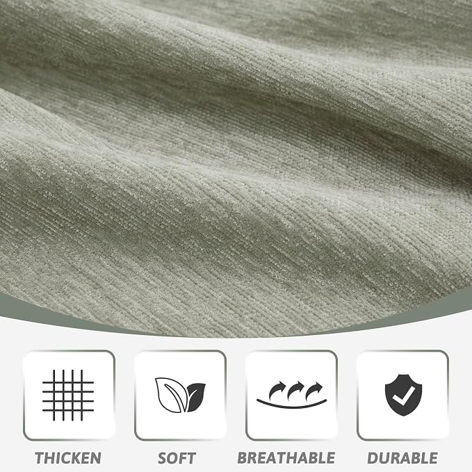 MEETSKY Sofa Covers for 3 Cushion Couch Sectional Couch Covers Washable Soft Chenille Blend Furniture Protector Sofa Throw Cover Decorative Modern Style for Living Room, 91" x 134", Sage Green