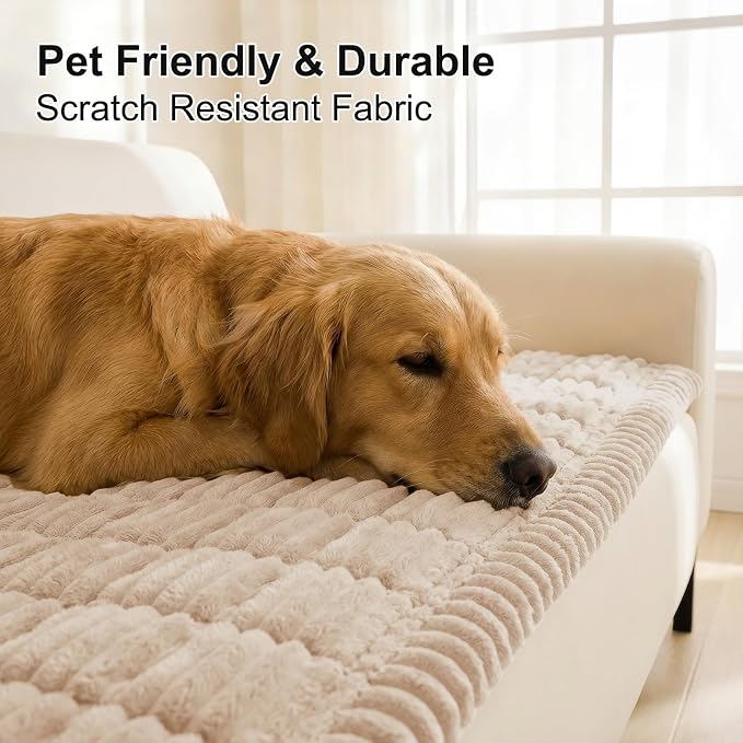 Smiry Couch Cover for Dogs, Non Slip Washable Sofa Protector for Pets, Soft Furniture Cover for Pet, Stylish Sofa Covers, Cozy Protect Against Fur, Dirt & Everyday Messes (Apricot, 35.4" x 82.7")