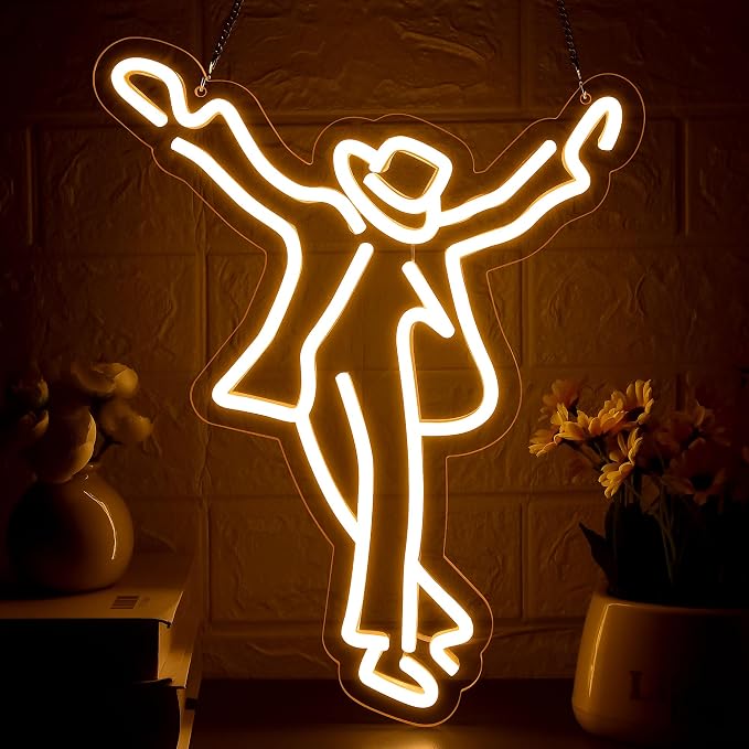 Dance ‌Neon Sign for Wall Decor Dance Michael Neon Light for Man Cave MJ LED Light Up Sign for Bar Party Game room Bedroom Dance Studio Cafe Club Birthday Gifts Art Size15.3 * 11.8In(TWD268)