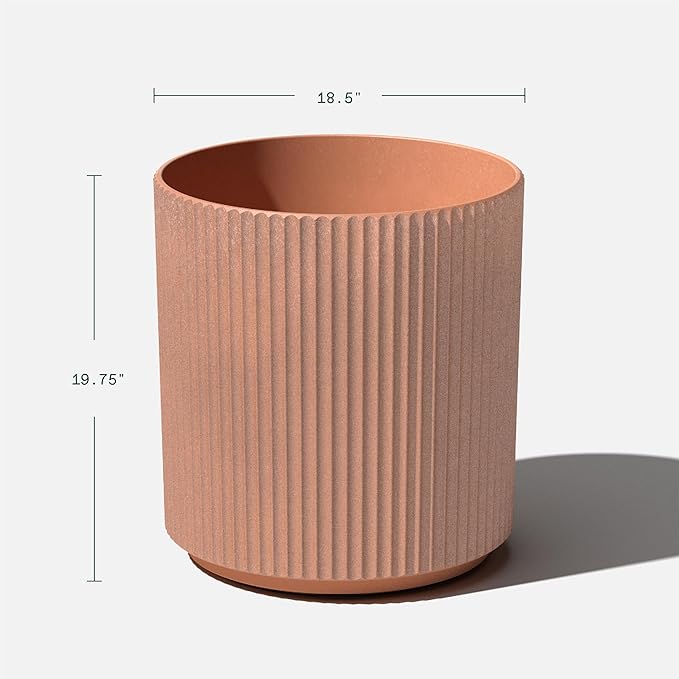 Veradek Demi Series Round Planter for Porch, Patio, Backyard | Durable Plastic-Stone Composite Material | Modern Décor for Tall Plants, Flowers